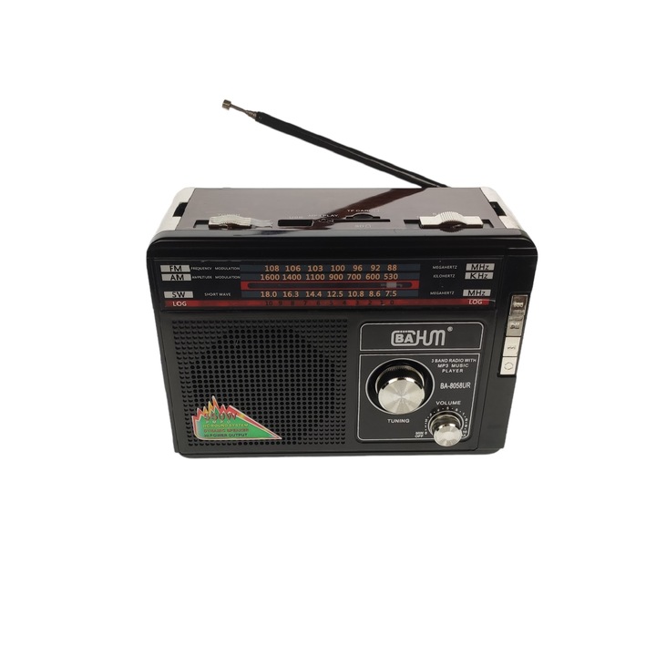 Radio MP3 portabil, baterie reincarcabila, USB, TF, AUX, Maro - BA8058SLUR