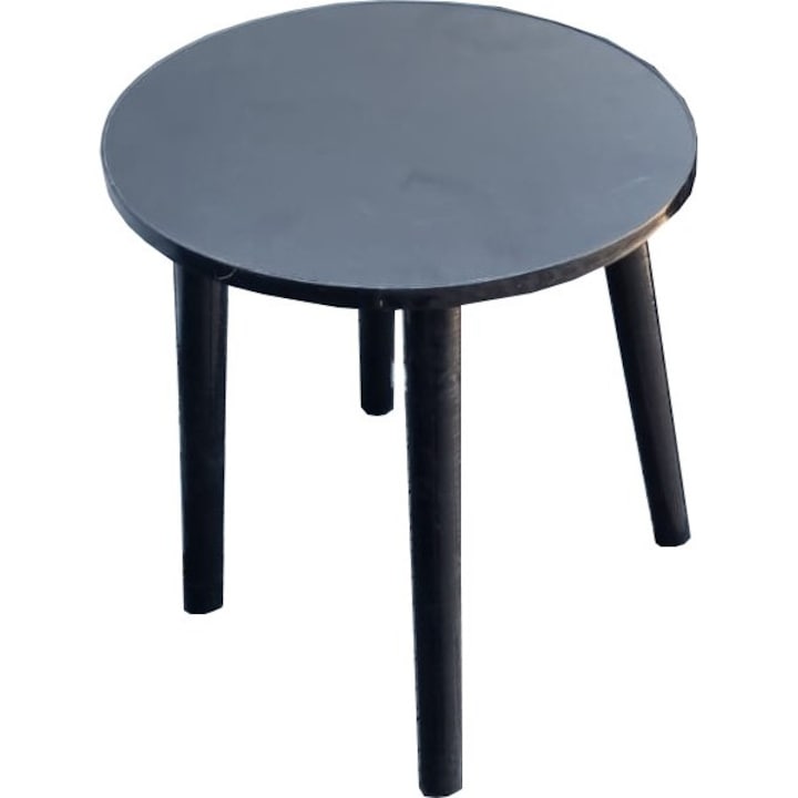 Masuta cafea rotunda HouseXL® Black Coffee Table, Din MDF, Diametru 35 cm, Pentru living si terasa, Inaltime 36 cm, Negru