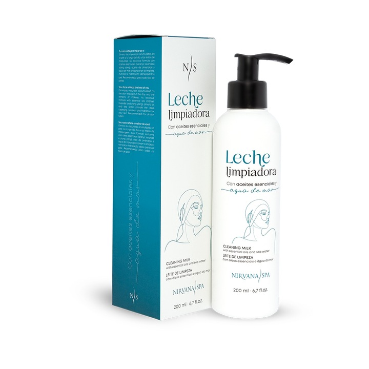Lapte demachiant hodratant, Nirvana Spa, cu ulei migdale dulci, ulei esential de portocala, ulei esential lavanda, ulei esential ylang-ylang 400 ml