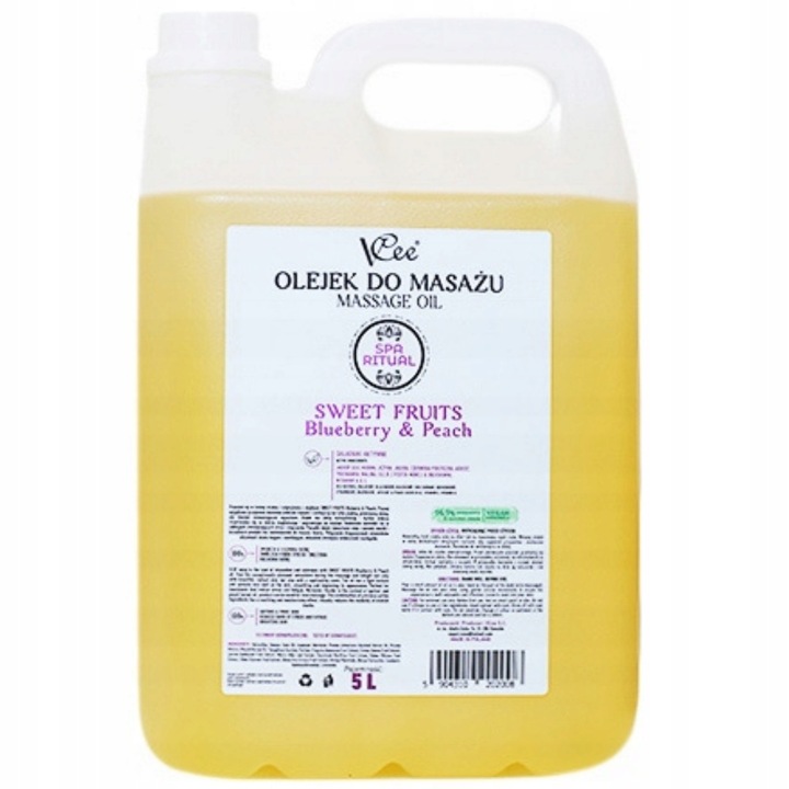 Масажно олио VCee, Боровинка и праскова, 5 л
