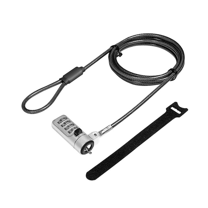 Cablu securitate LOGILINK pentru notebook, slot Wdge (Noble Lock), cifru cu patru discuri, cablu otel