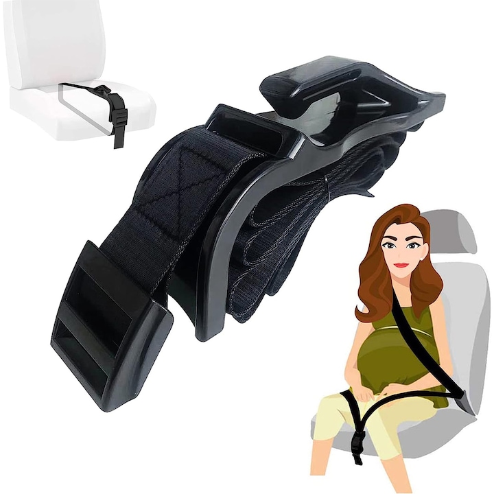 Deviator Centura, NUODWELL, Pentru siguranta masinii de maternitate, reglabil in mod liber, universal pentru toate modelele, material ABS, chinga din poliester de inalta calitate, negru