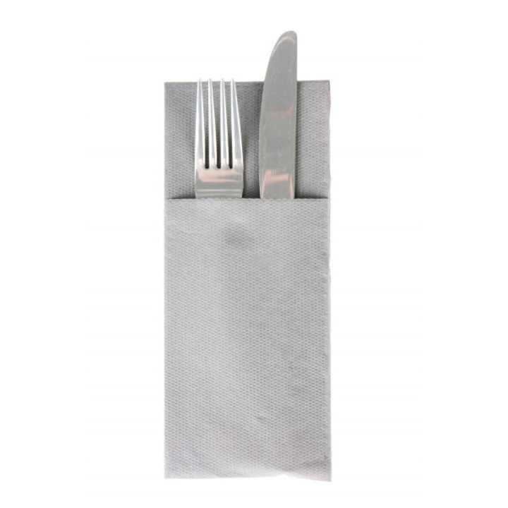 Set 50 Servetele Mank HORECA cu buzunar, Softpoint®, Gri, 40 x 33 cm, Ideale pentru Nunti, Petreceri, Botezuri