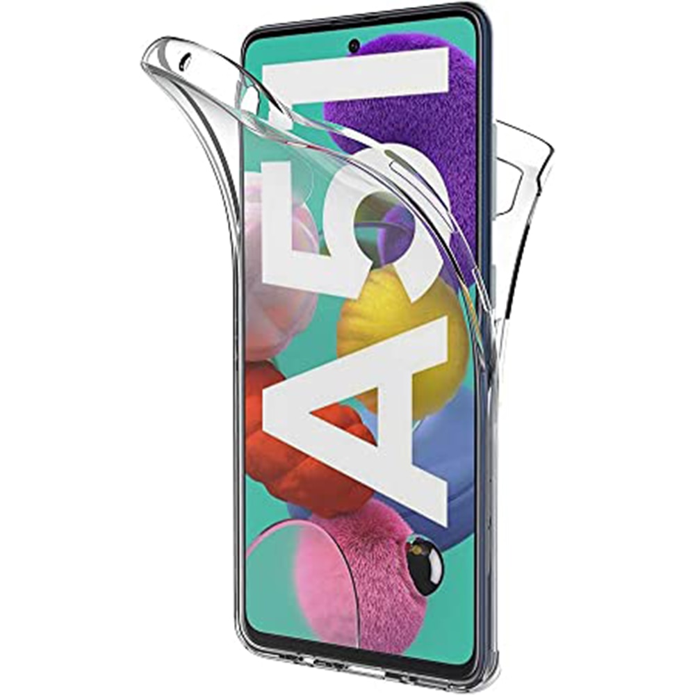 Husa 360 compatibila cu Samsung Galaxy A51, Transparenta fata si spate, Protectie completa, FullBody, Anti-ingalbenire, Silicon TPU