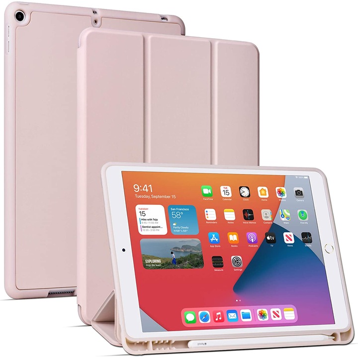 Защитен калъф за таблет, Съвместим с Apple iPad 10,2 инча, Розов
