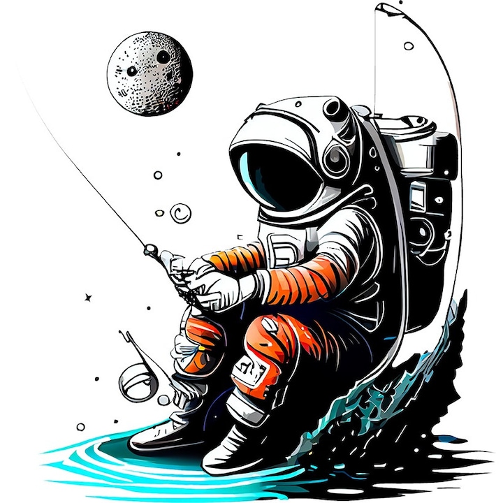 Sticker decorativ, Astronaut, Alb, 60 cm, 1266STK-2
