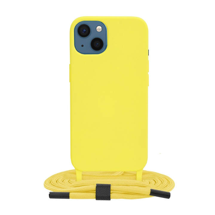 Калъф за iPhone 13, Techsuit Crossbody Lanyard, жълт