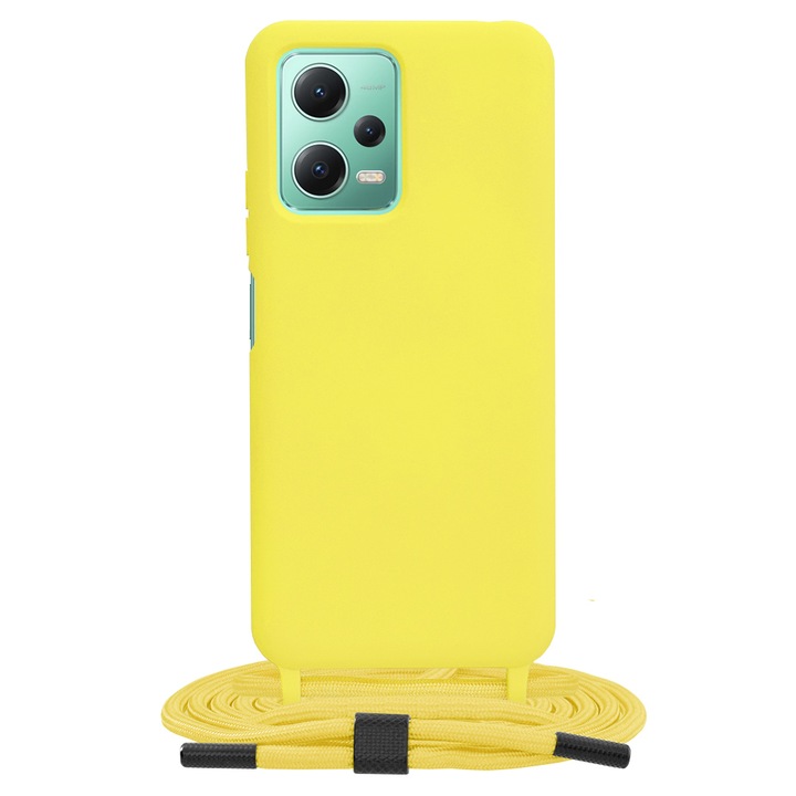 Защитен калъф за Xiaomi Rosumi Note 12 5G/Poco X5, Grip Pro, Crossbody Lanyard, G1126, Метал, Жълт