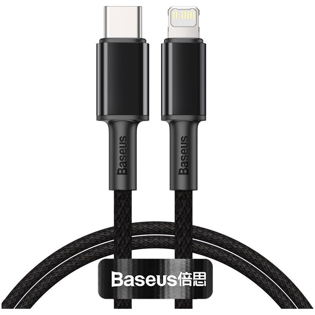 Cablu alimentare si date Baseus, High Density Braided, Fast Charging, USB Type-C la tip Lightning PD 20W braided 2m, Negru
