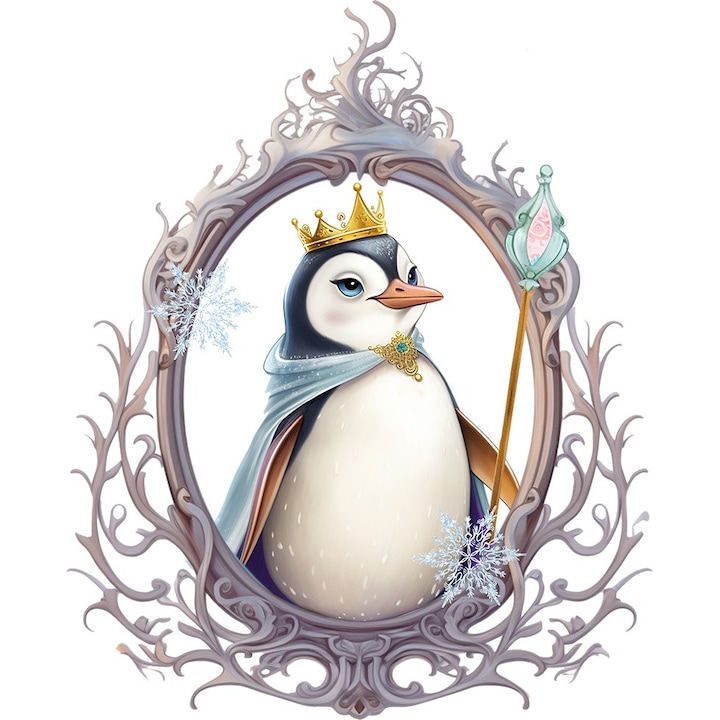 Sticker decorativ, Pinguin Rege, Alb, 73 cm, 1277STK-4