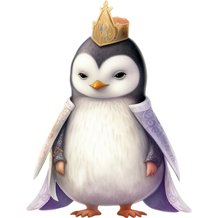 Sticker decorativ, Pinguin Rege, Alb, 79 cm, 1277STK-8