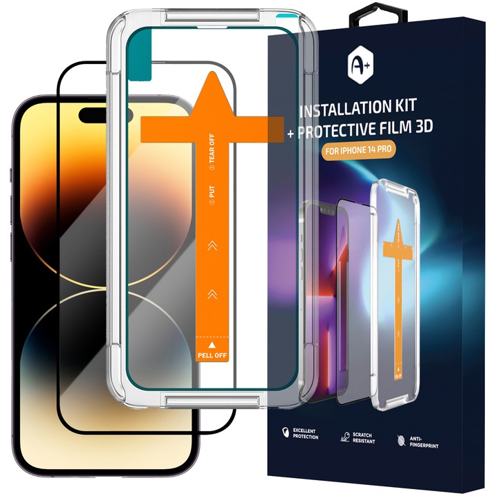 Kit de instalare + folie de protectie 3D A+ pentru iPhone 14 Pro