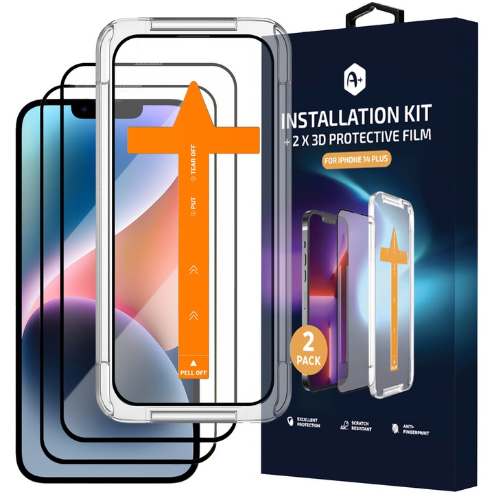 Kit de instalare + 2 x folie de protectie 3D A+ pentru iPhone 14 Plus