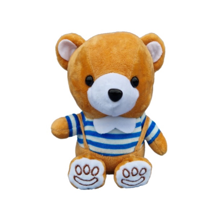 Urs plus maro cu salopeta 18 cm