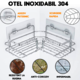 Raft de Dus Elindor® Polita cu Adeziv, Etajera de Baie pentru Colt, Suport Prosop, din Inox, Organizator Baie sau Etajere Depozitare in Bucatarie, Set 2 Rafturi de Dus, Accesorii, Argintiu