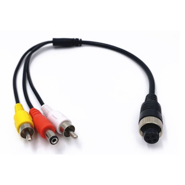Adaptor Cablu Convertizor Pentru Conectare Camera Marsarier RCA La 4 Pini Aviatie
