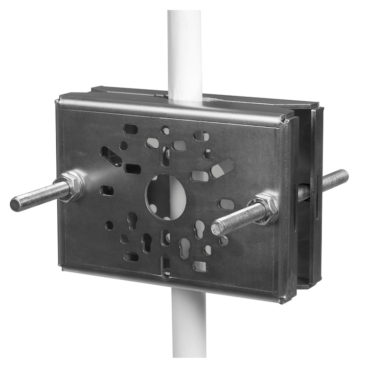 Suport Pentru Stalp, Mh-625, Material Otel Zincat, Interval Diametru Stalp Ø 30 / Ø 105 mm, Ascundere Cablu Da, Greutate 1.49 Kg, Argintiu