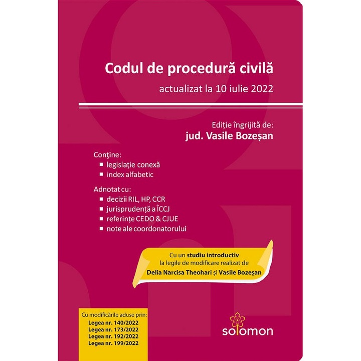 Codul De Procedura Civila. Act. Iulie 2022 - Vasile Bozesan