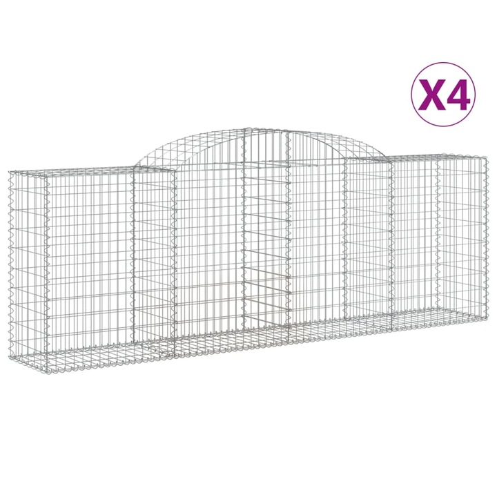 Set cosuri gabion arcuite 4 buc vidaXL, 300x50x100/120 cm fier galvanizat 36.1 kg 3146703