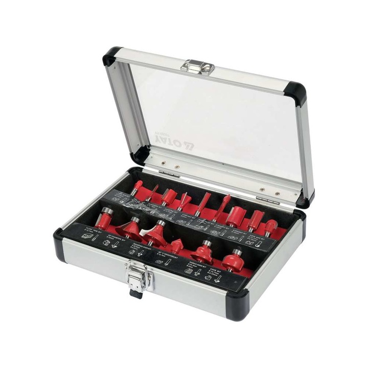 Set 15 freze pentru lemn, YATO, 6mm, Argintiu/Rosu