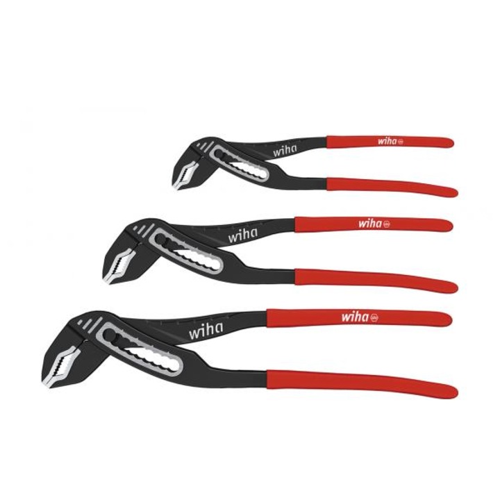 Комплект 3 клещи за тръби, Wiha, 180x250x300 mm, Червени/Черни