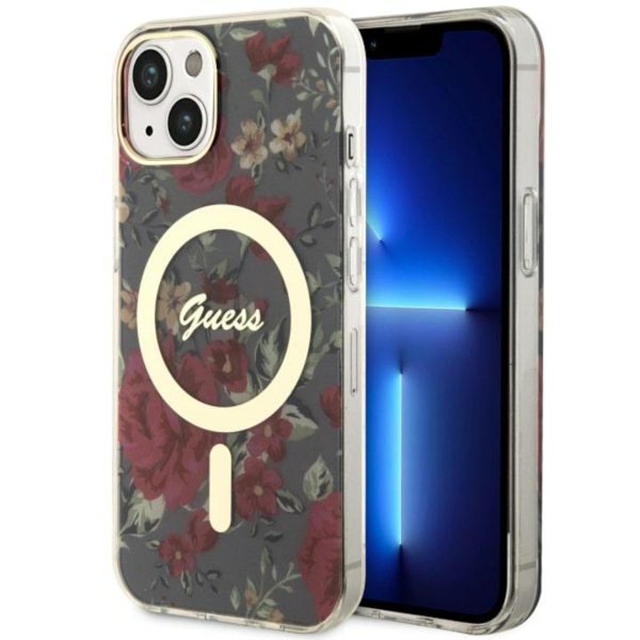 Husa, Guess, Pentru iPhone 14 Plus, 6.7 inchi, Model floral, Verde/Kaki