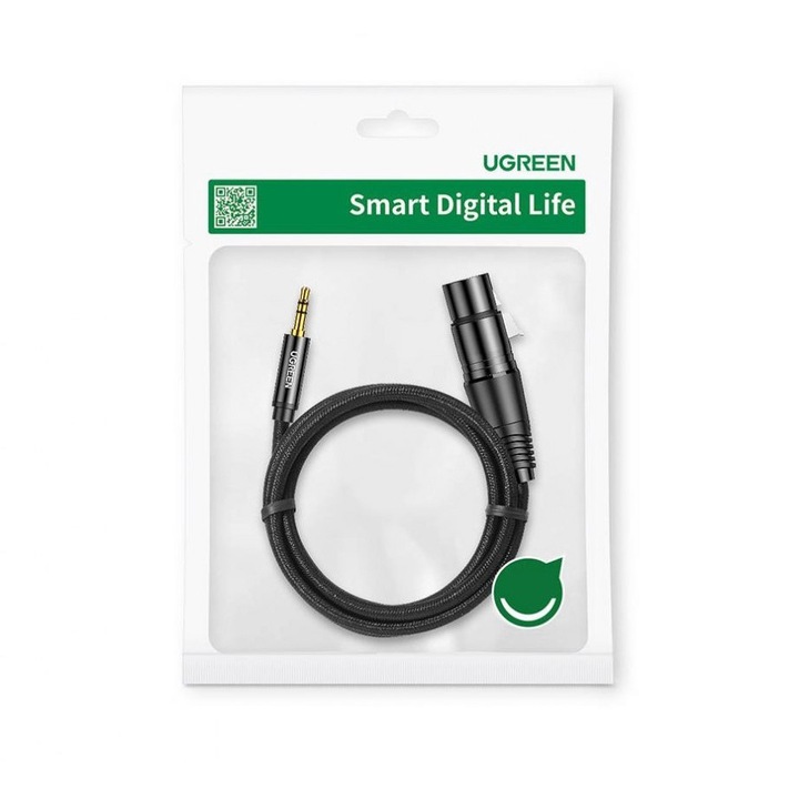 Cablu audio, XLR/Jack, 2m, Negru/Auriu