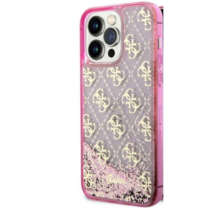 Husa telefon, Guess, Compatibil iPhone 14 Pro Max, 6,7", Roz, Sclipici lichid
