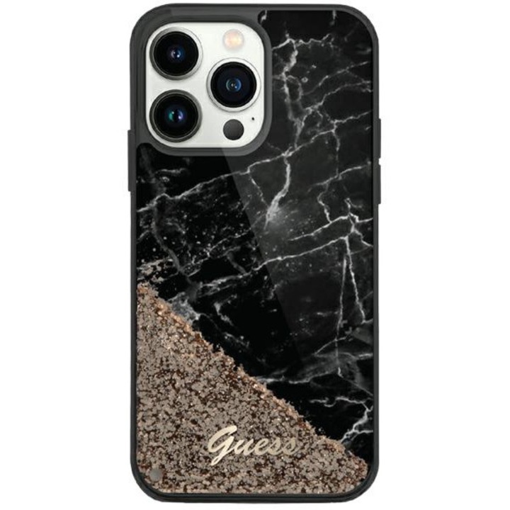 Кейс Guess GUHCP14XLCSGSGK за iPhone 14 Pro Max 6.7", черен, черен, твърд, Liquid Glitter Marble