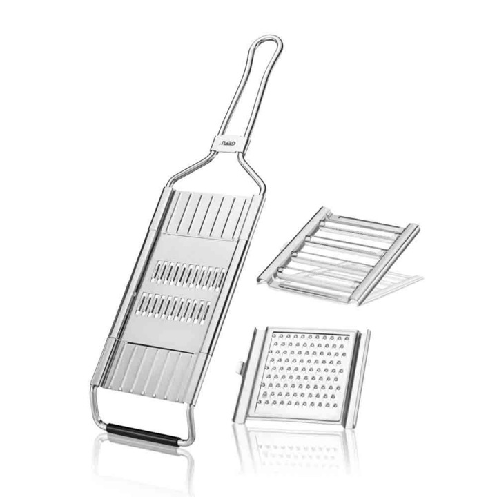 Слайсър 3 в 1 с различни вложки, Gefu, Metal, Silver