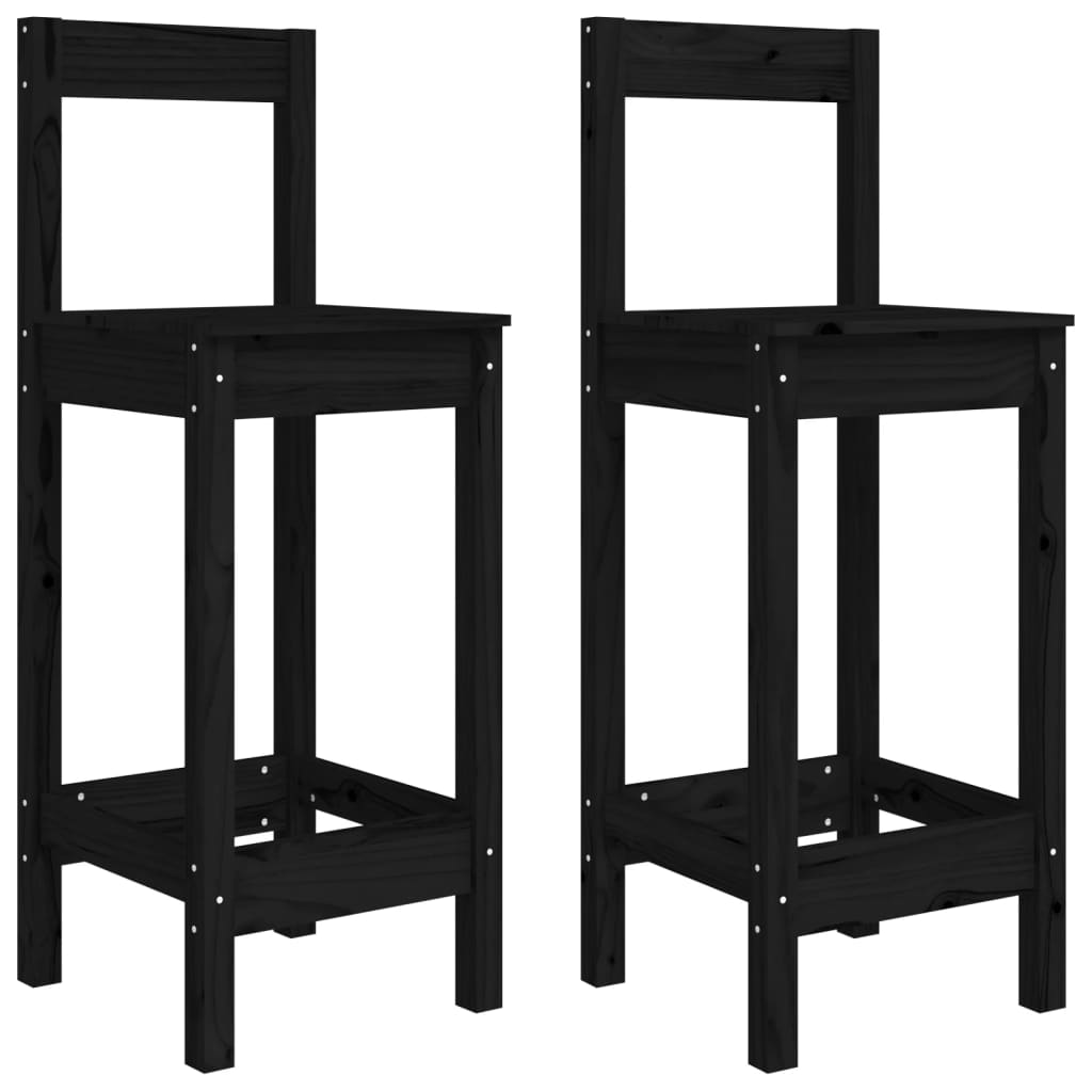 Set scaune de bar vidaXL, 2 buc., negru, 40x41,5x112 cm, lemn masiv pin,, 12.6 kg