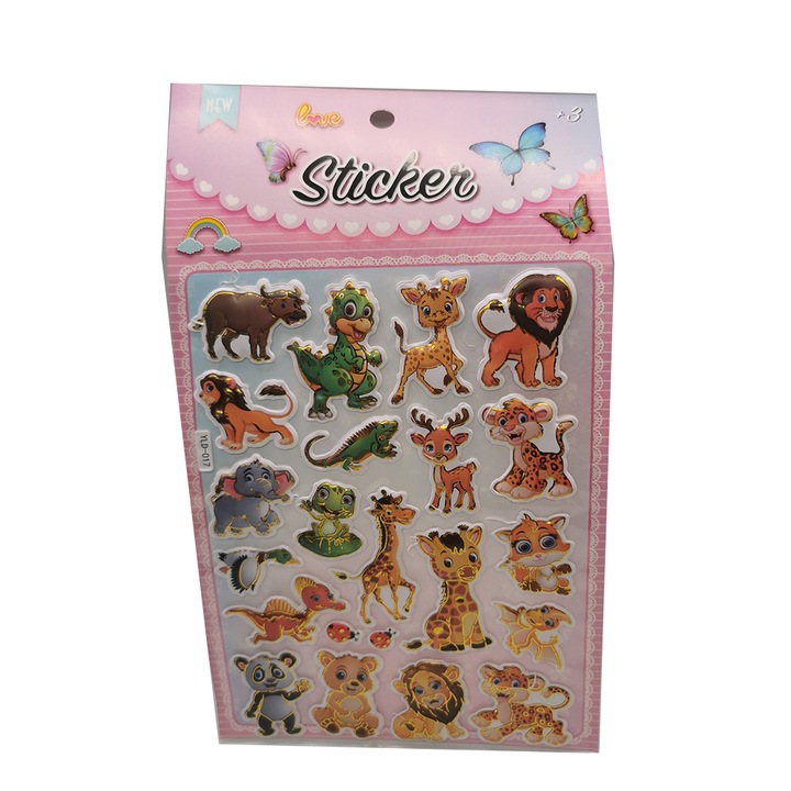 Set 22 stickere 3D decorative pentru copii, animale, 3-5cm, VisionXXI