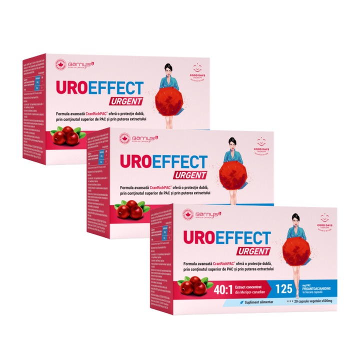 Pachet 3 cutii Barny's UROeffect Urgent - 20 cps