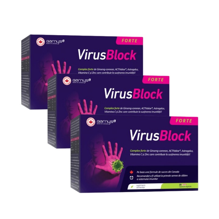 Pachet 3 cutii Barny’s® VirusBlock Forte - 20 cps