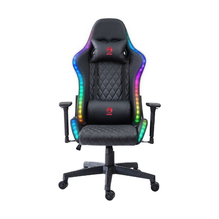 Marvo CH-35-BK játékszék, fekete, RGB háttérvilágítás, ergonómikus