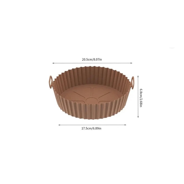 Tava de Copt Rotunda- Friteuza/Cuptor/Microunde, Rezistenta la Temperaturi Inalte, Silicon, Reutilizabila, Maro