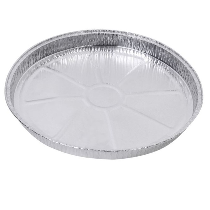 Set de tavi, unica folosinta, rotunde, aluminiu, argintiu, 3 buc, 33x2cm