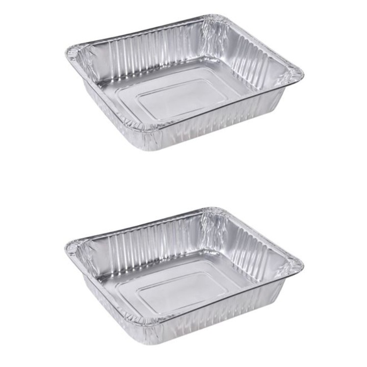 Set de tavi, unica folosinta, aluminiu, argintiu, 2 buc, 36x29x9cm