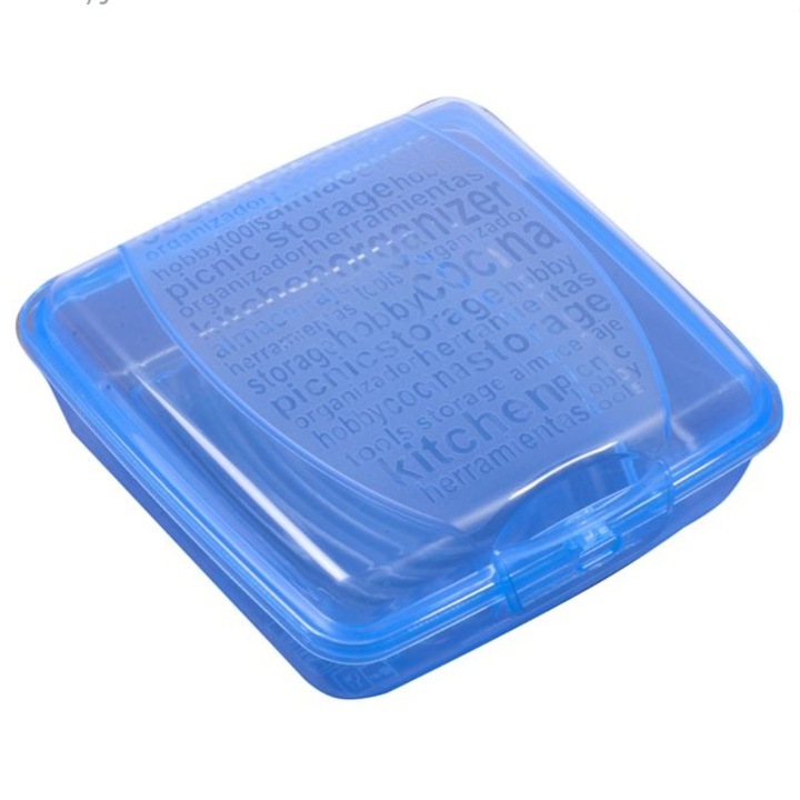 Caserola pentru alimente, plastic, albastru, 550ml, 13x13x4cm