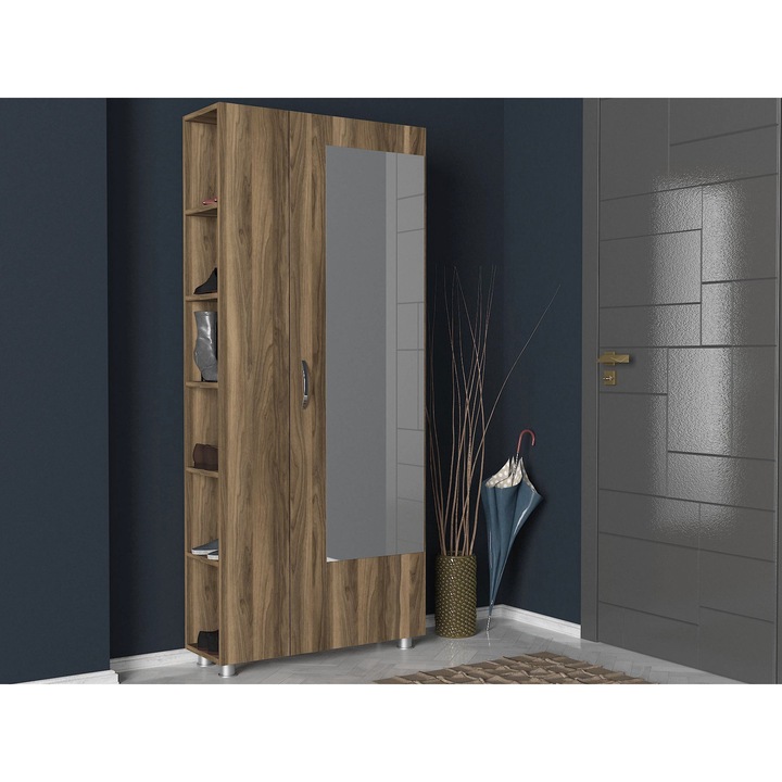 Cuier pentru Hol, Meyra, Nuc, 80 x 185 x 28 cm