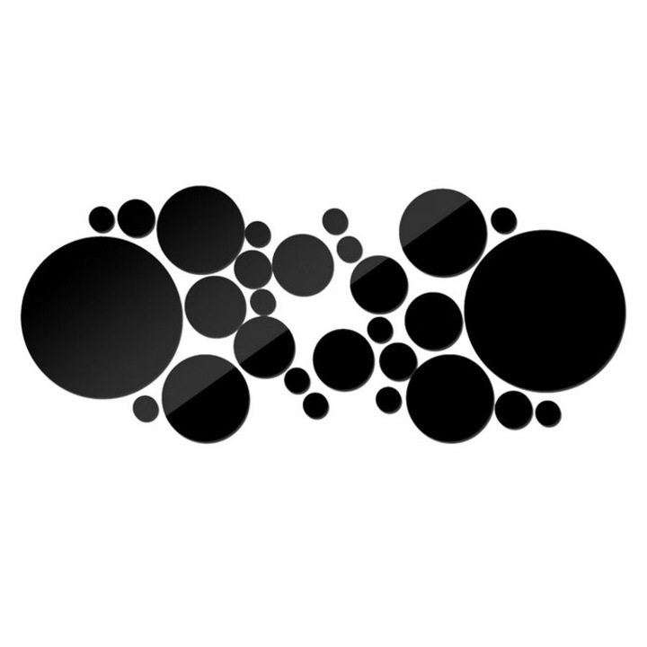 31 db öntapadó akril dekoratív tükör DAVIDAMI CONCEPT® pöttyös készlet, 5 méret, fekete