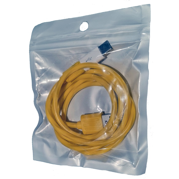 Cablu de incarcare si transfer de date 3.1A Premium USB-Type C Datamaxx lungime 1 metru fast charging pentru telefon/tableta Android sau laptop, conector USB, conector USB-C, conector Micro USB incarcare rapida portocaliu gumat