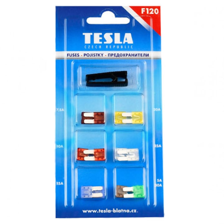 12 db Tesla biztosíték készlet, MICRO 2, 5A, 7.5A, 10A, 15A, 20A, 25A, 30A