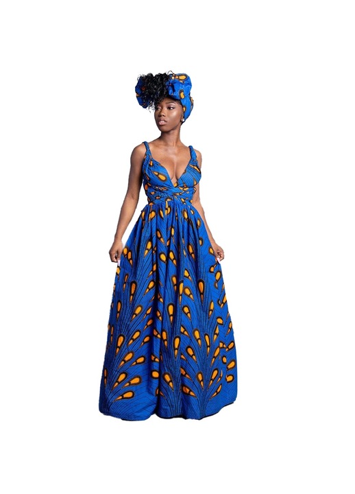 Rochie de dama de vara, Poliester, Albastru, S