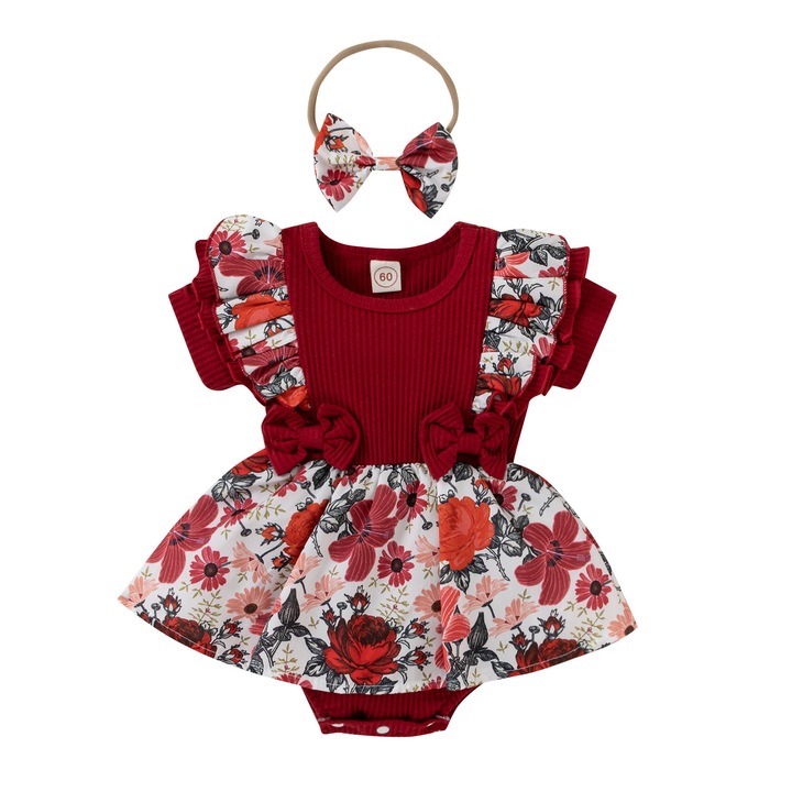 Rochita Body Fetite Visiniu Rosalia, 12-18 luni, 80-87 CM