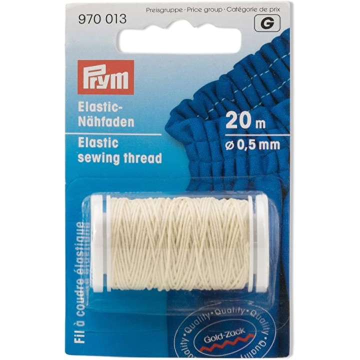 Fir elastic de cusut, tricotat, natural, 0,5 mm grosime, 20 m lungime, Prym