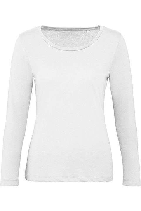 Bluza cu maneca lunga dama, B & C, bumbac, Alb, M