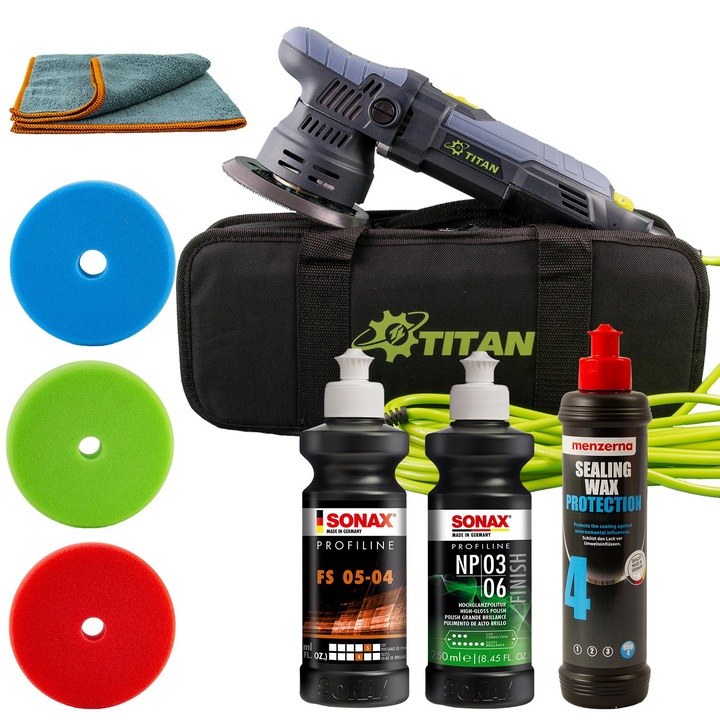 Masina polish excentric TDA09 cu set standard de lustruire Sonax, etansare Menzerna, SW-20928-09