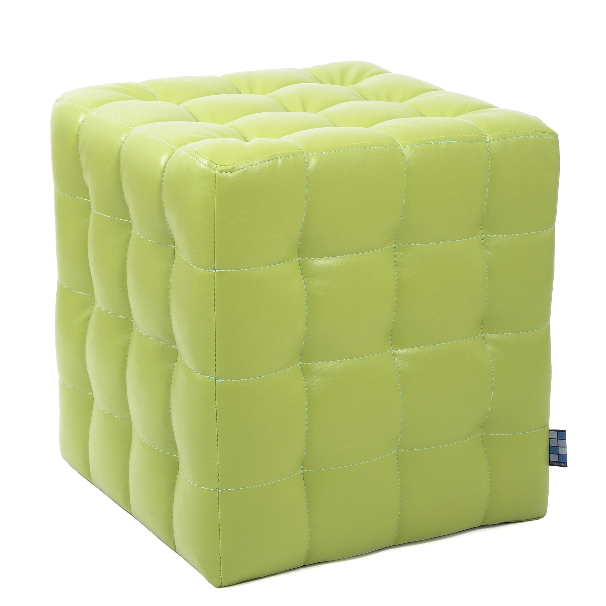 Taburet Bump, piele ecologica Verde