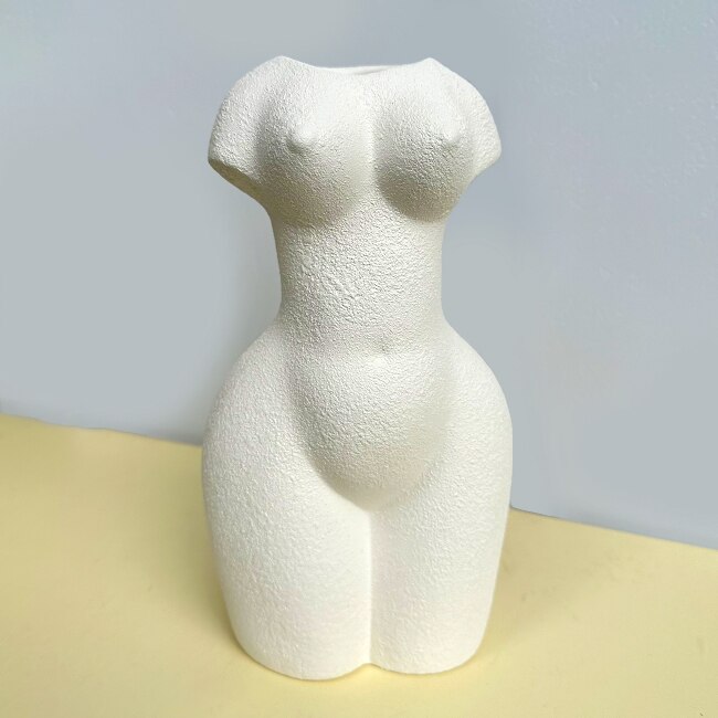 Vaza Ceramica Naked In Forma De Bust Femeie Decoratiune Artizanala Alb Sidefat Cm Velve